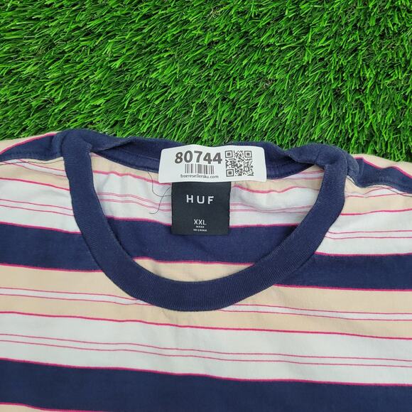 HUF Stripes Shirt Womens 2XL 24x27 Pink Blue - Picture 9 of 13